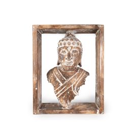 Wandbild Buddha Kopf Holz 35 x 45 cm